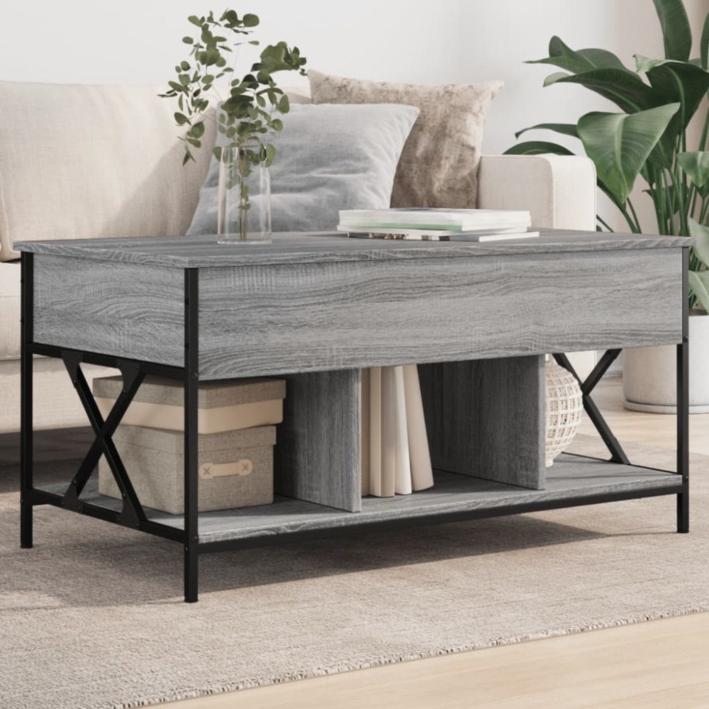 vidaXL Soffbord grå sonoma 100x55x50 cm konstruerat trä och metall