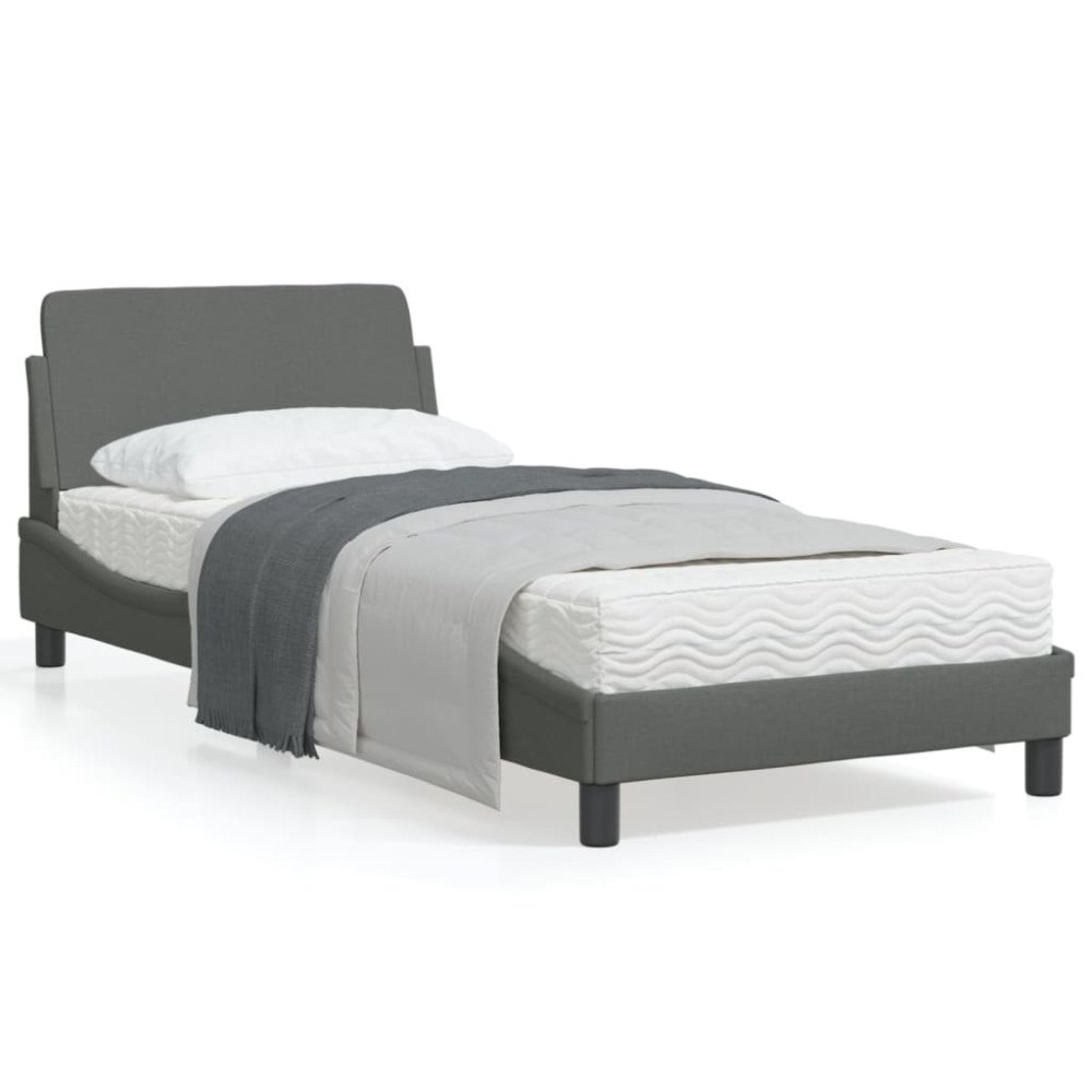 vidaXL Bed Frame "Dover" Dark Grey 90x190 cm Fabric