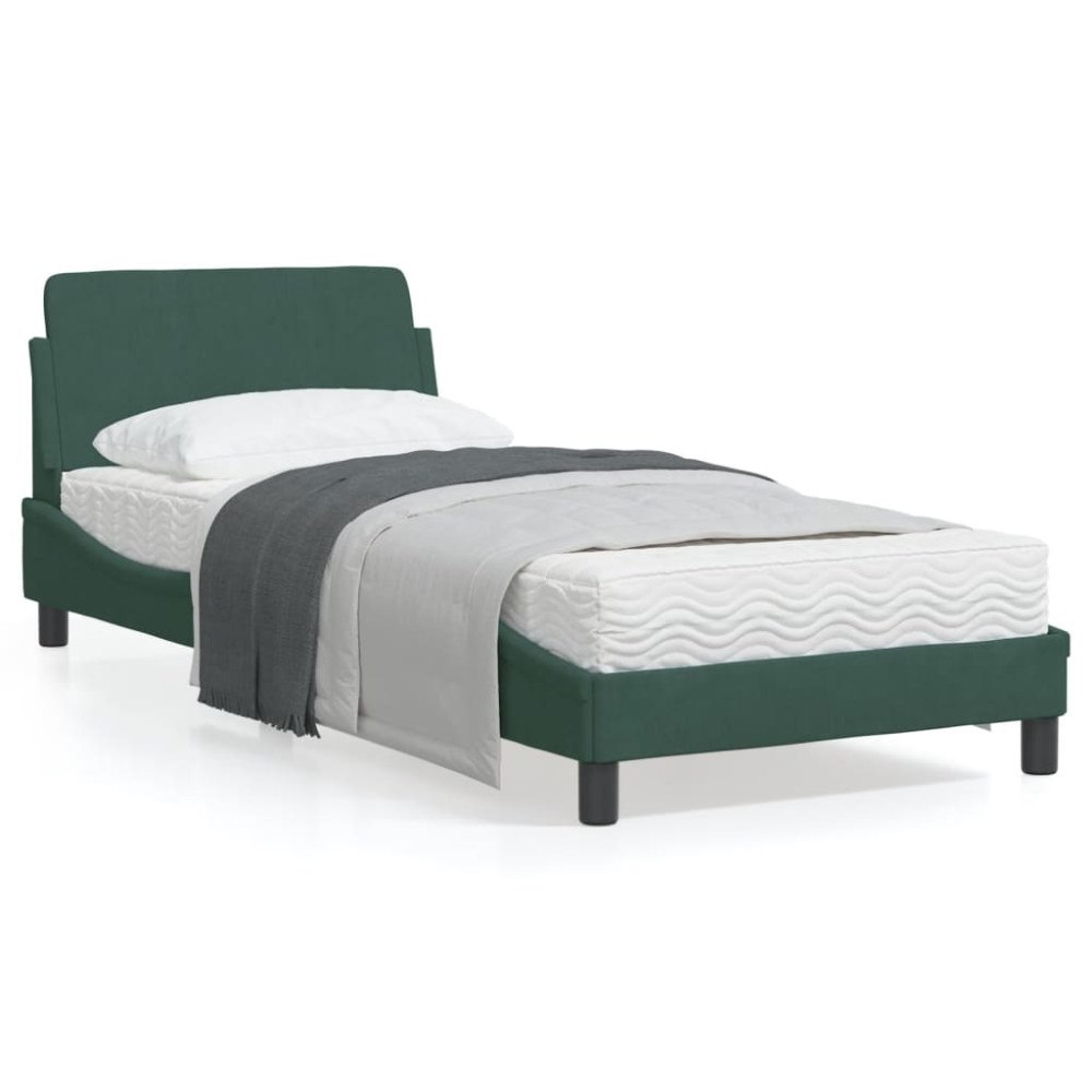 vidaXL Bed Frame "Dover" Dark Green 90x200 cm Velvet