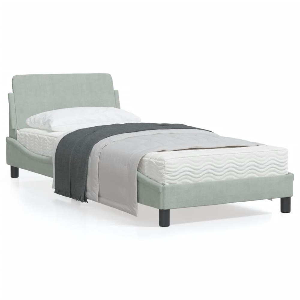 vidaXL Bed Frame "Dover" Light Grey 90x200 cm Velvet