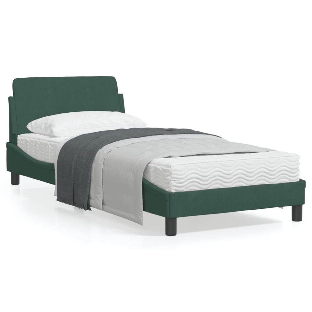vidaXL Bed Frame "Dover" Dark Green 90x190 cm Velvet