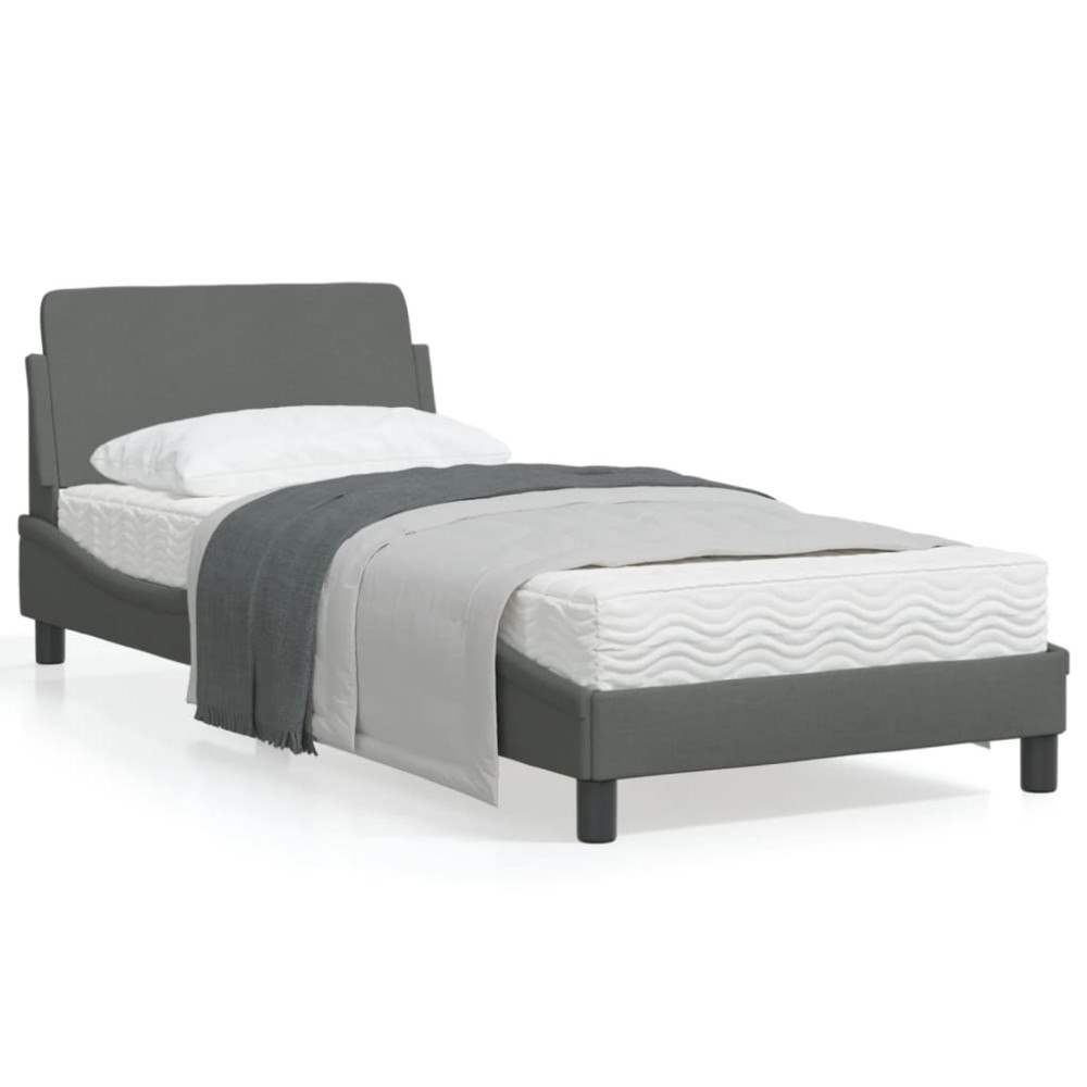 vidaXL Bed Frame "Dover" Dark Grey 90x200 cm Fabric