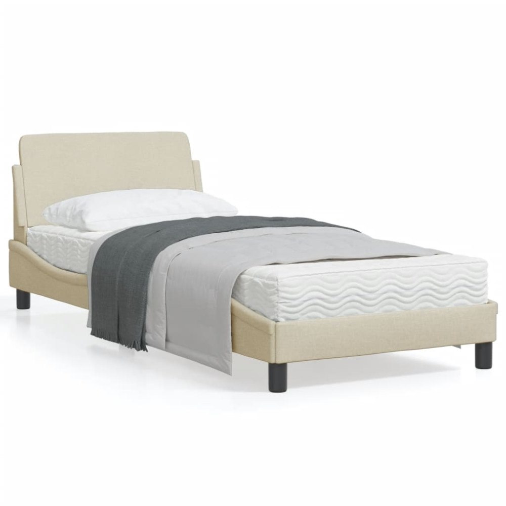 vidaXL Bed Frame with Headboard "Dover" Cream 80x200 cm Fabric