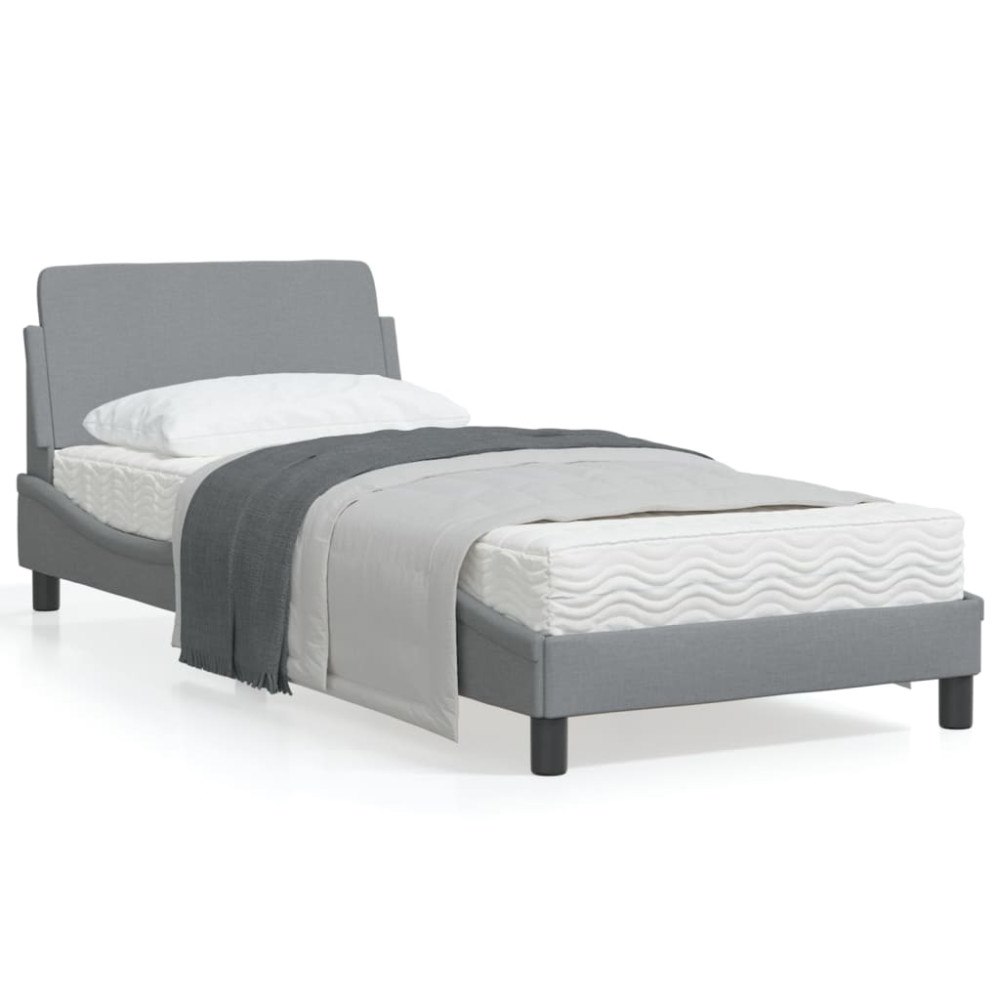 vidaXL Bed Frame "Dover" Light Grey 90x190 cm Fabric