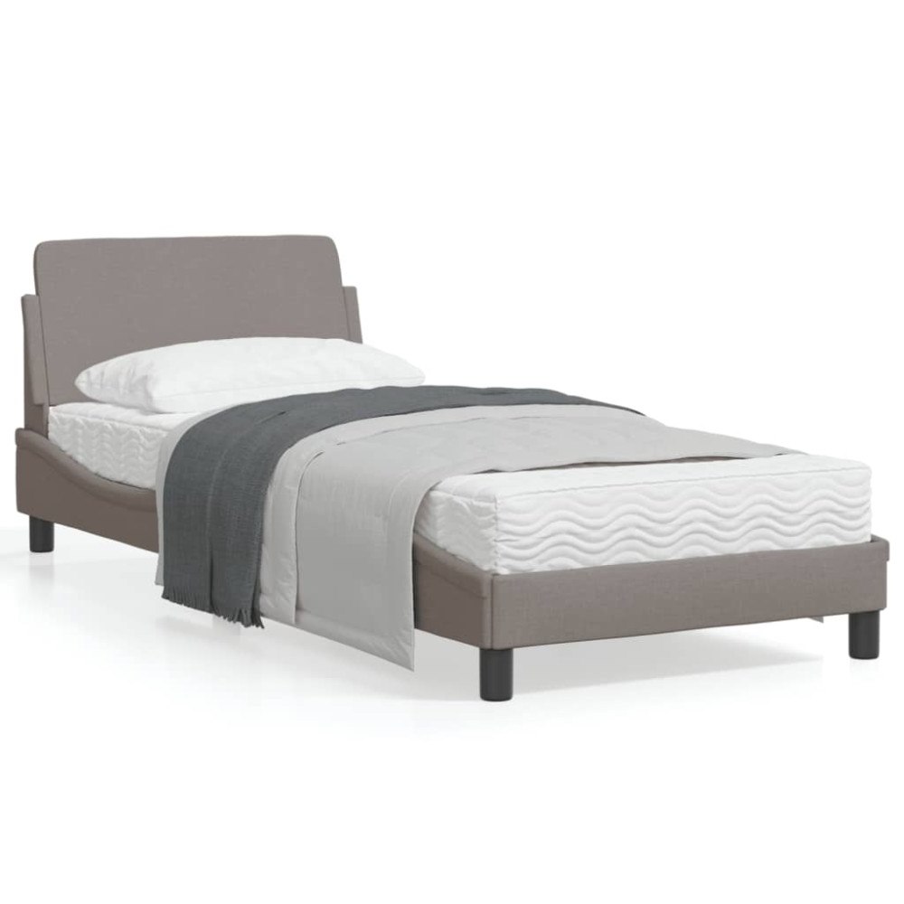 vidaXL Bed Frame with Headboard "Dover" Taupe 90x200 cm Fabric