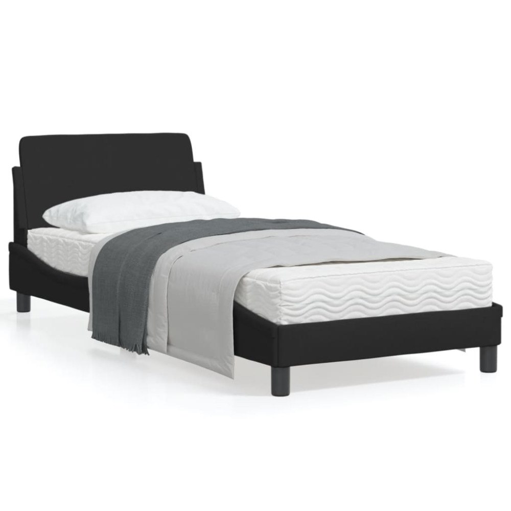 vidaXL Bed Frame with Headboard "Dover" Black 90x190 cm Fabric