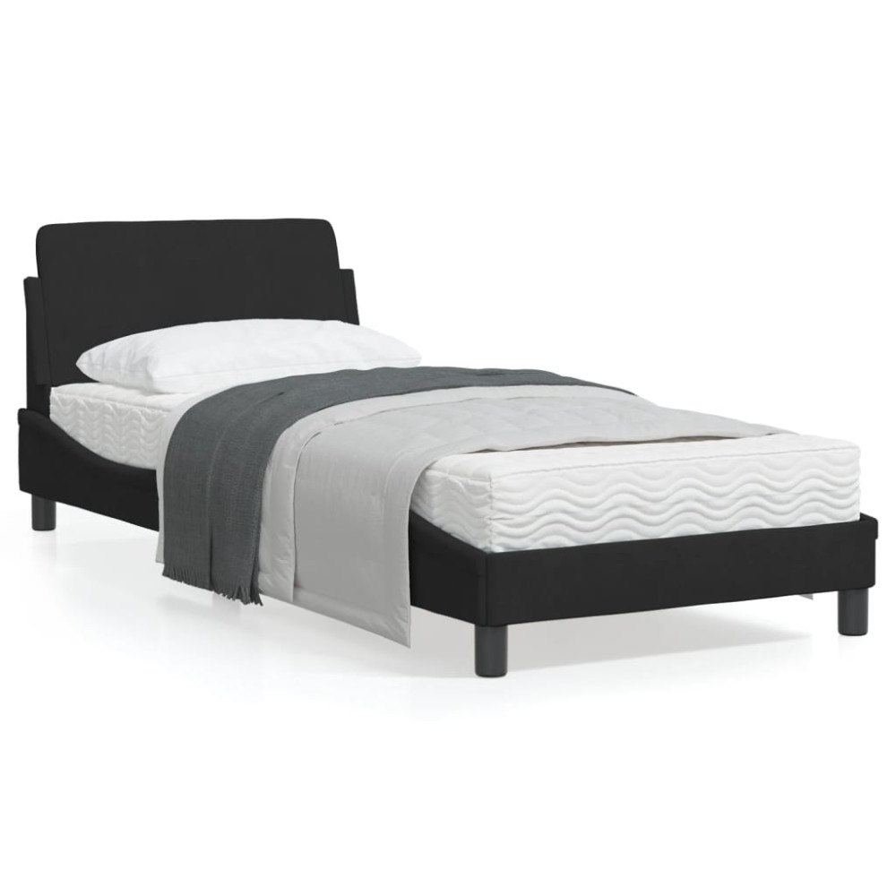 vidaXL Bed Frame with Headboard "Dover" Black 90x200 cm Velvet