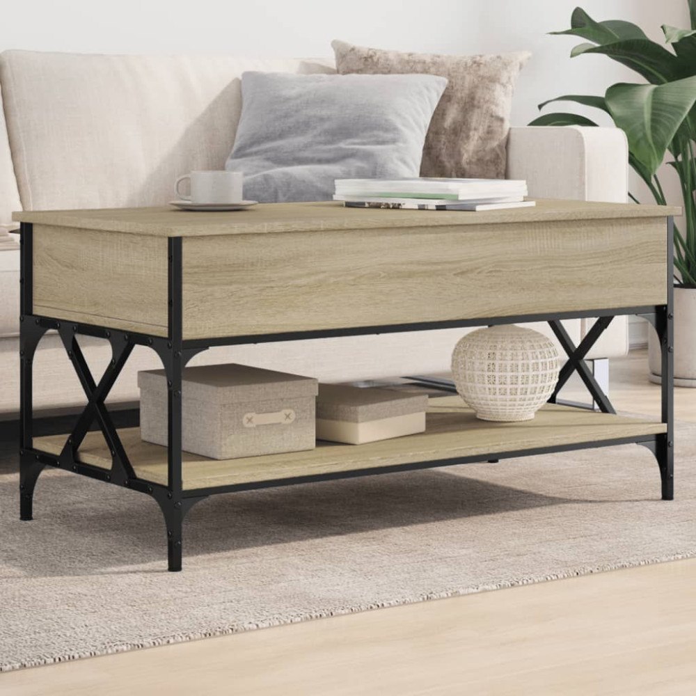 vidaXL Soffbord sonoma-ek 100x50x50 cm konstruerat trä och metall