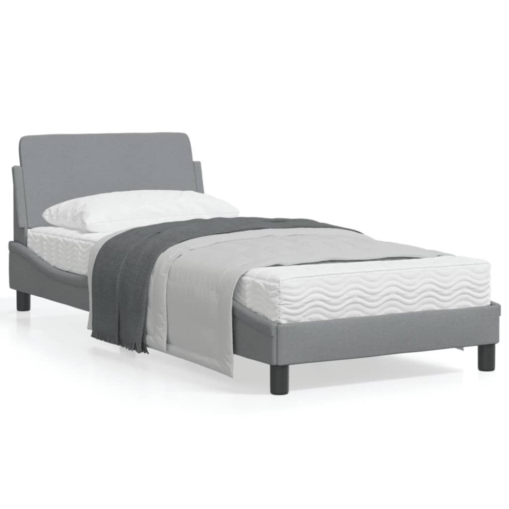 vidaXL Bed Frame "Dover" Light Grey 90x200 cm Fabric