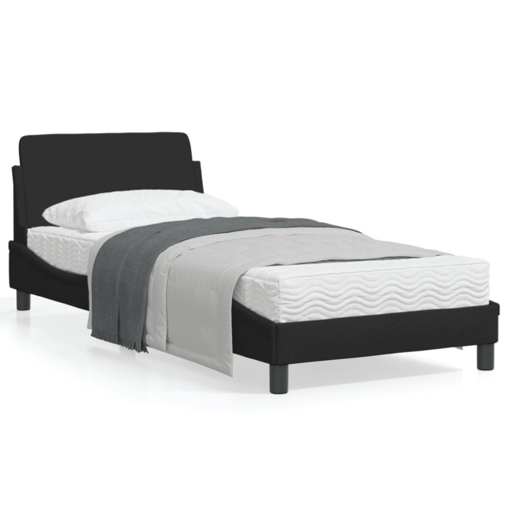 vidaXL Bed Frame with Headboard "Dover" Black 90x200 cm Fabric