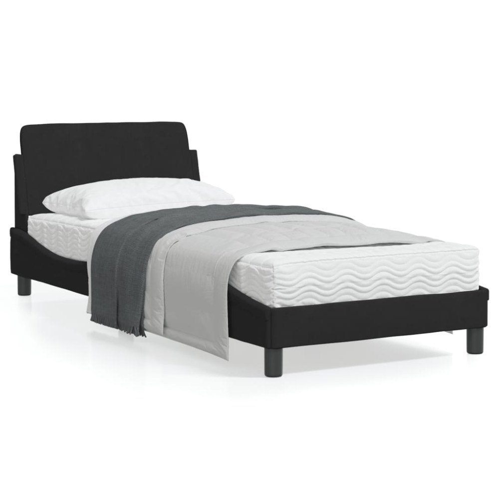 vidaXL Bed Frame with Headboard "Dover" Black 90x190 cm Velvet