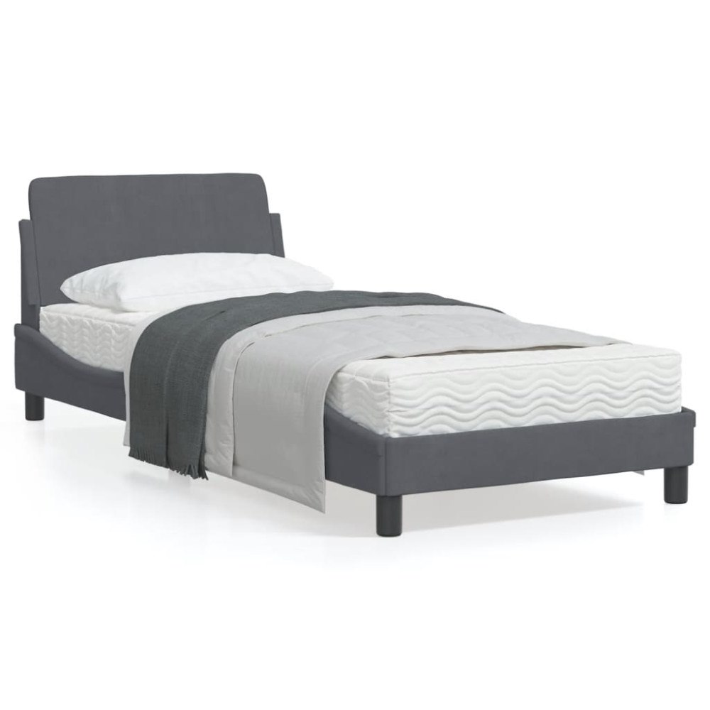 vidaXL Bed Frame "Dover" Dark Grey 90x200 cm Velvet