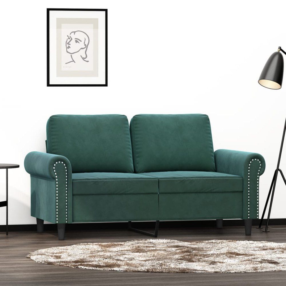 vidaXL Soffa 2-sits mörkgrön 120 cm sammet