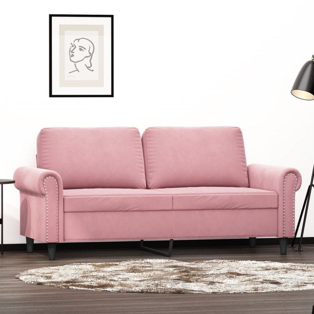 vidaXL Soffa 2-sits rosa 140 cm sammet