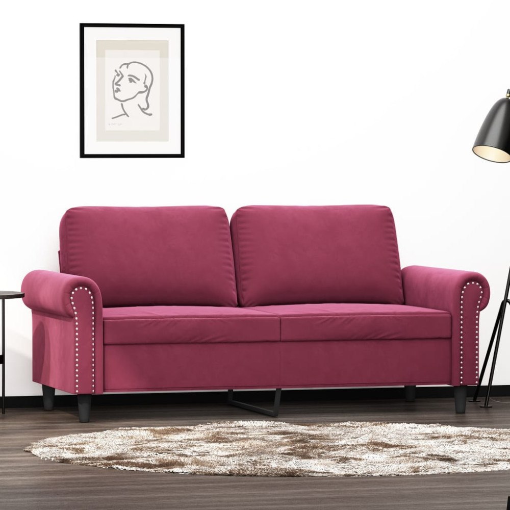 vidaXL 2-sitssoffa vinröd 140 cm sammet