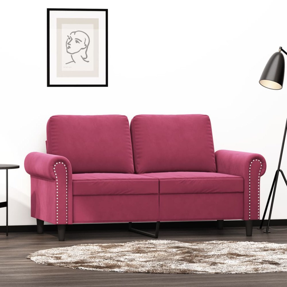 vidaXL 2-sitssoffa vinröd 120 cm sammet
