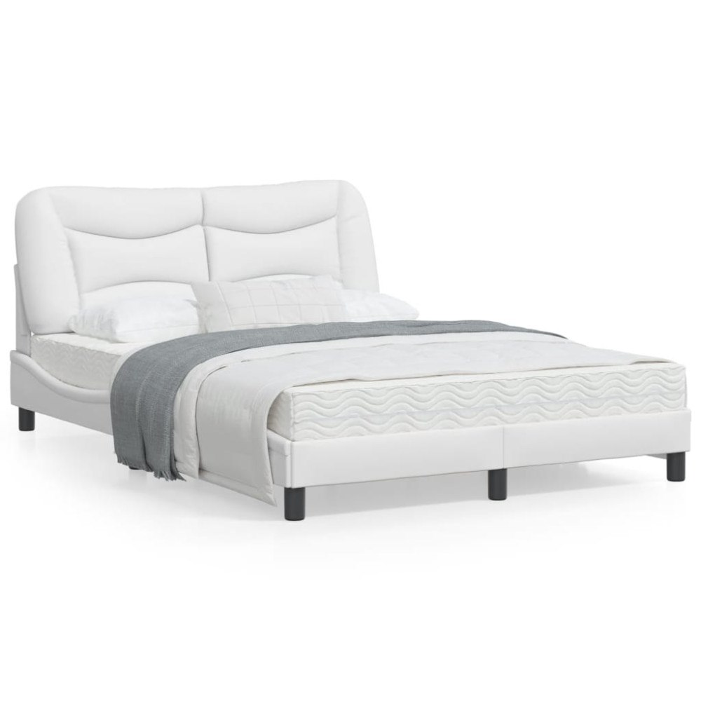vidaXL Bed Frame without Mattress "Hvar" White 140x200 cm Faux Leather