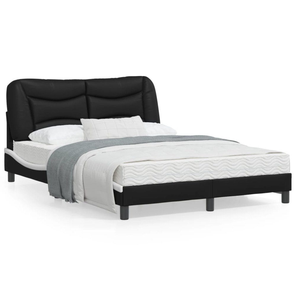 vidaXL Bed Frame without Mattress "Hvar" Black and White 120x200 cm Faux Leather