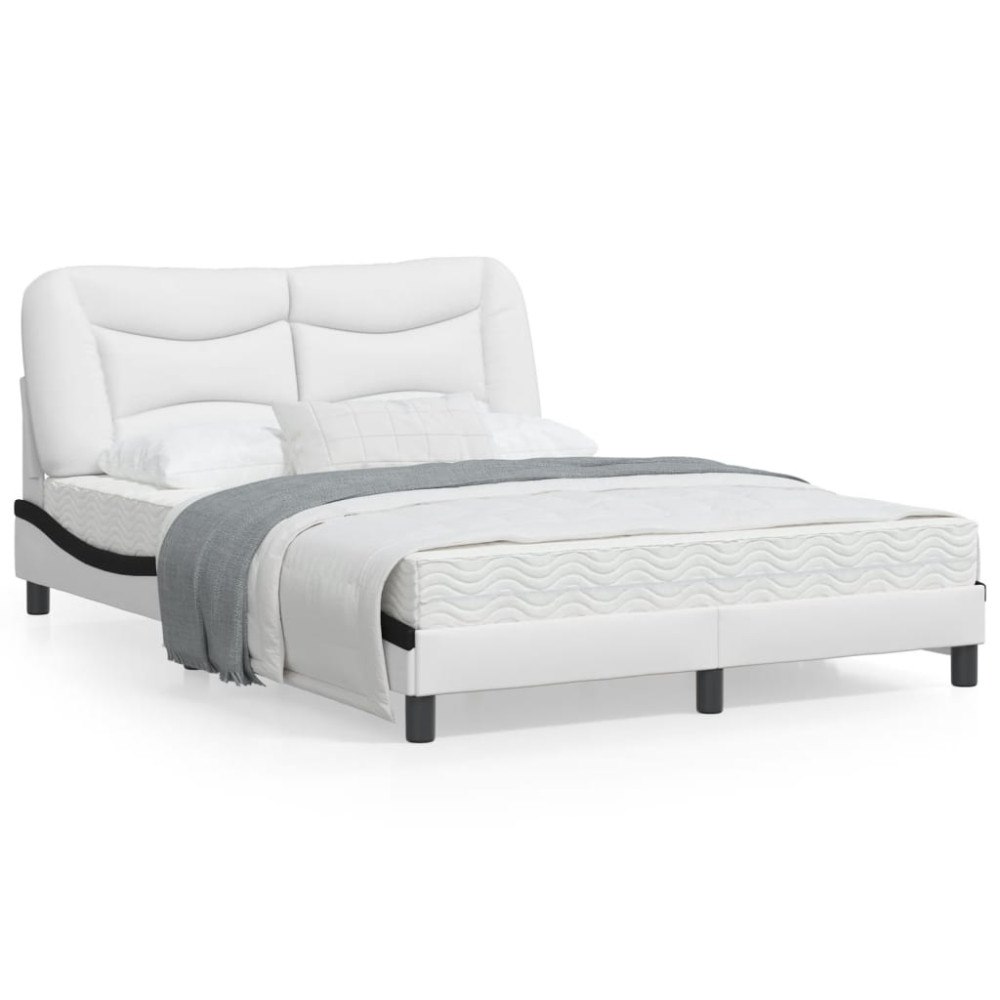 vidaXL Bed Frame without Mattress "Hvar" White and Black 140x200 cm Faux Leather