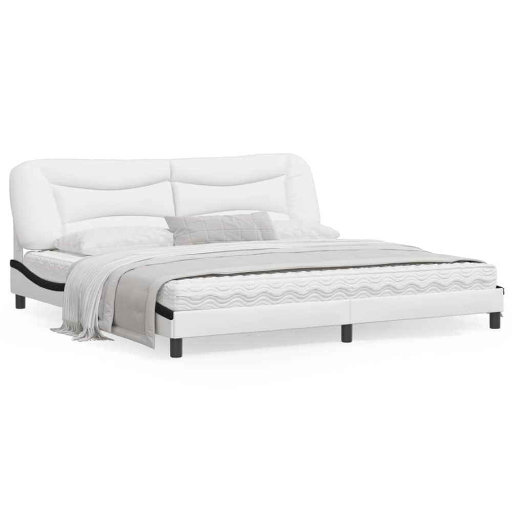 vidaXL Bed Frame without Mattress "Hvar" White and Black 200x200 cm Faux Leather