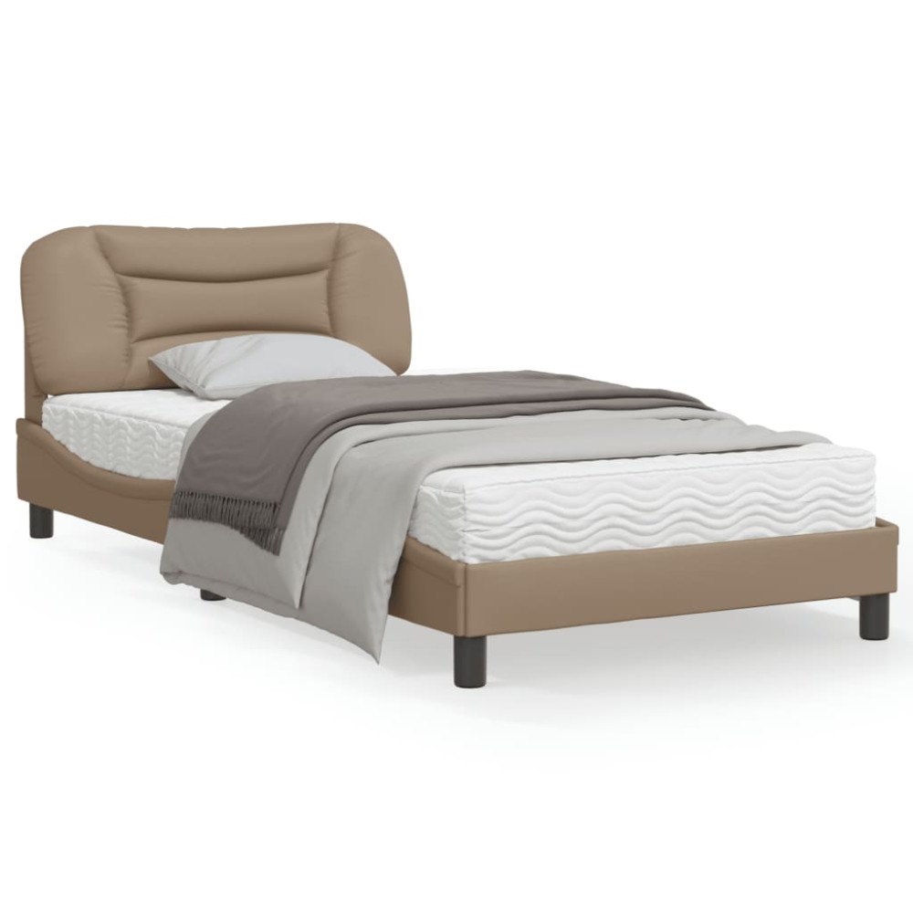 vidaXL Bed Frame without Mattress "Hvar" Cappuccino 100x200 cm Faux Leather