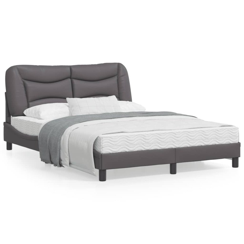 vidaXL Bed Frame without Mattress "Hvar" Grey 140x190 cm Faux Leather