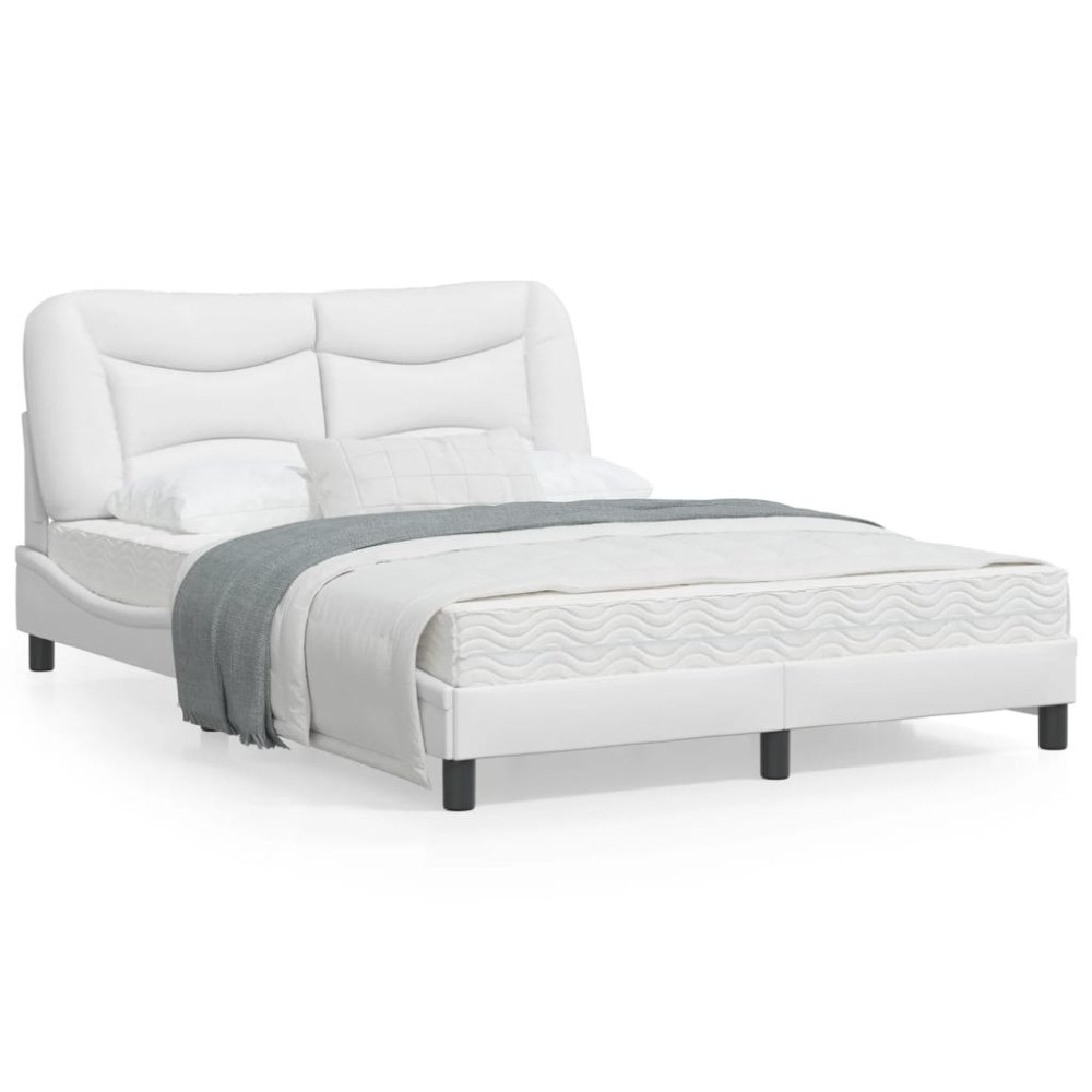 vidaXL Bed Frame without Mattress "Hvar" White 140x190 cm Faux Leather