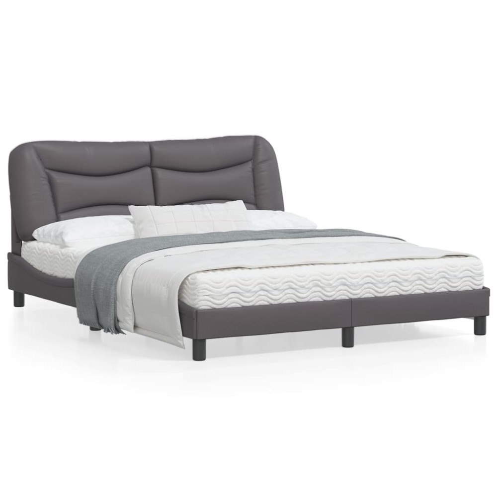 vidaXL Bed Frame without Mattress "Hvar" Grey 160x200 cm Faux Leather