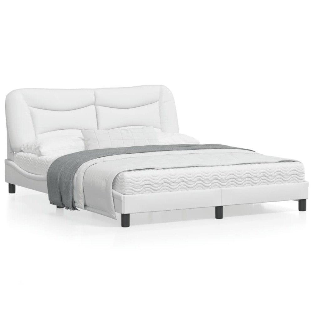 vidaXL Bed Frame without Mattress "Hvar" White 160x200 cm Faux Leather
