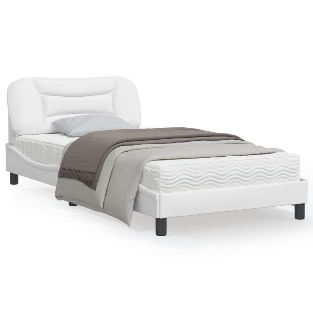 vidaXL Bed Frame without Mattress "Hvar" White 100x200 cm Faux Leather