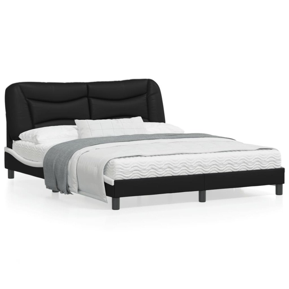 vidaXL Bed Frame without Mattress "Hvar" Black and White 160x200 cm Faux Leather