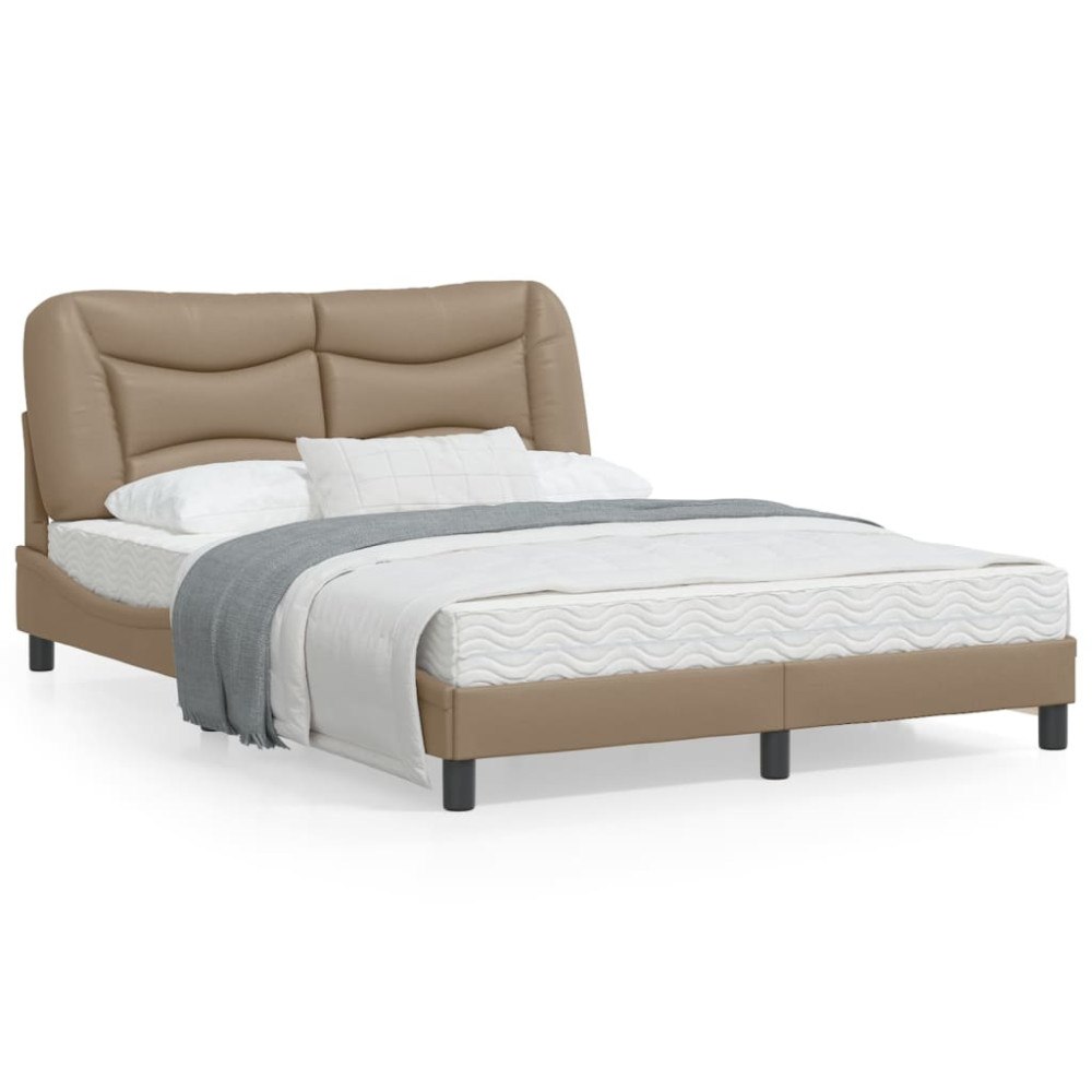 vidaXL Bed Frame without Mattress "Hvar" Cappuccino 140x190 cm Faux Leather