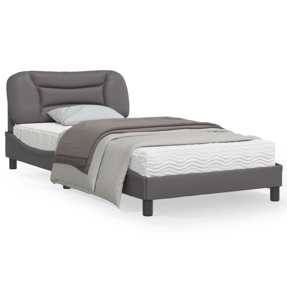 vidaXL Bed Frame without Mattress "Hvar" Grey 100x200 cm Faux Leather