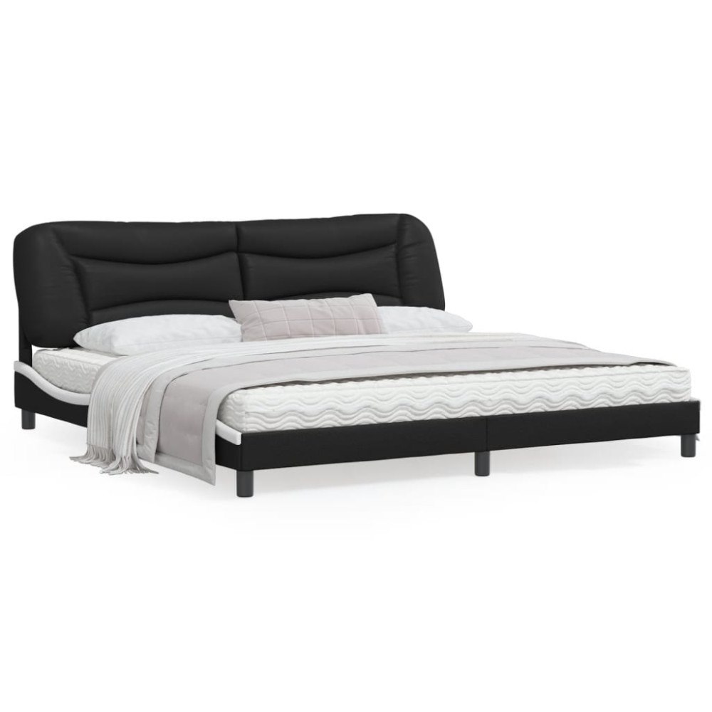 vidaXL Bed Frame without Mattress "Hvar" Black and White 200x200 cm Faux Leather