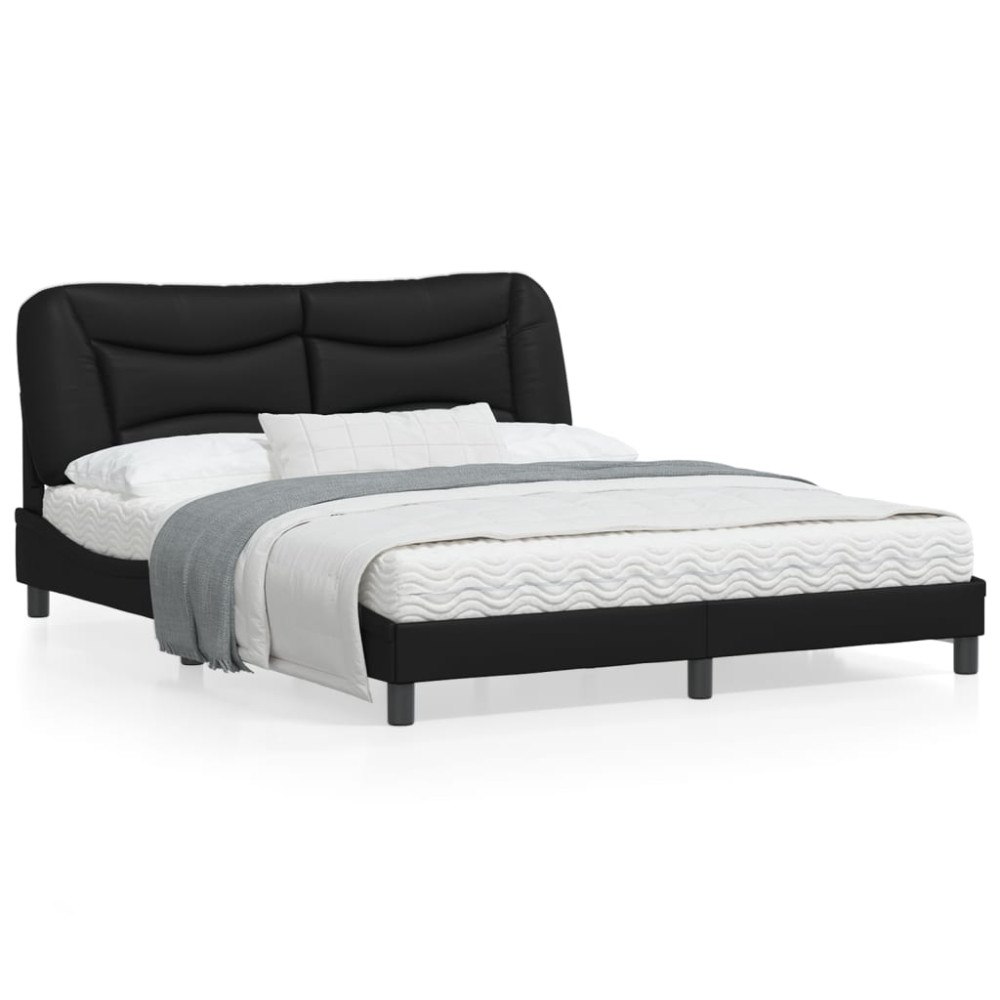 vidaXL Bed Frame without Mattress "Hvar" Black 160x200 cm Faux Leather