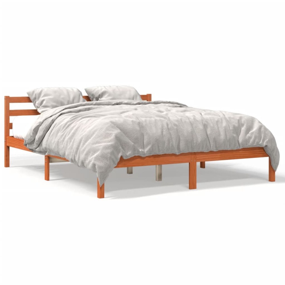 vidaXL Sängram utan madrass vaxbrun 200x200 cm massiv furu