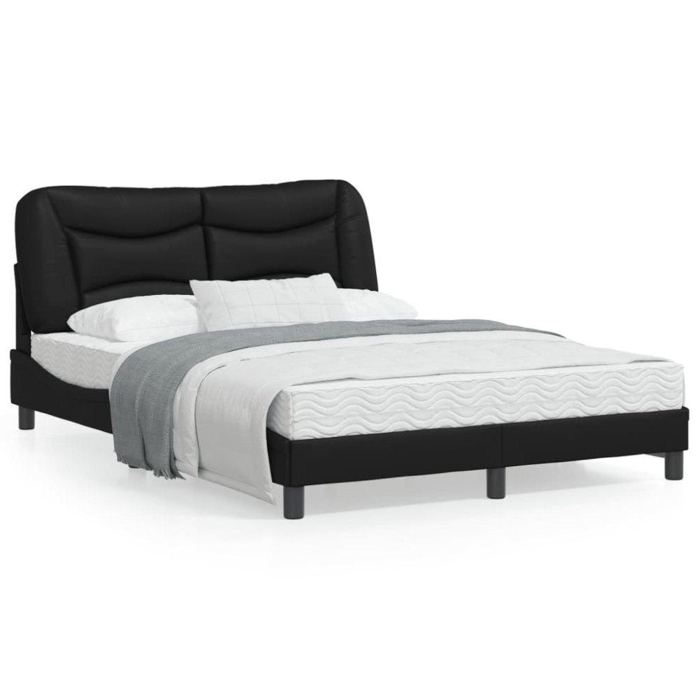 vidaXL Bed Frame without Mattress "Hvar" Black 140x190 cm Faux Leather