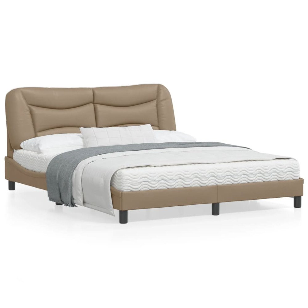 vidaXL Bed Frame without Mattress "Hvar" Cappuccino 160x200 cm Faux Leather