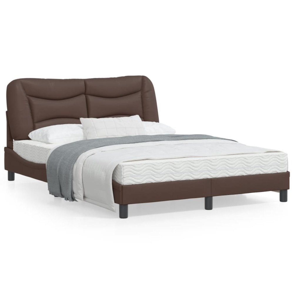 vidaXL Bed Frame without Mattress "Hvar" Brown 140x190 cm Faux Leather