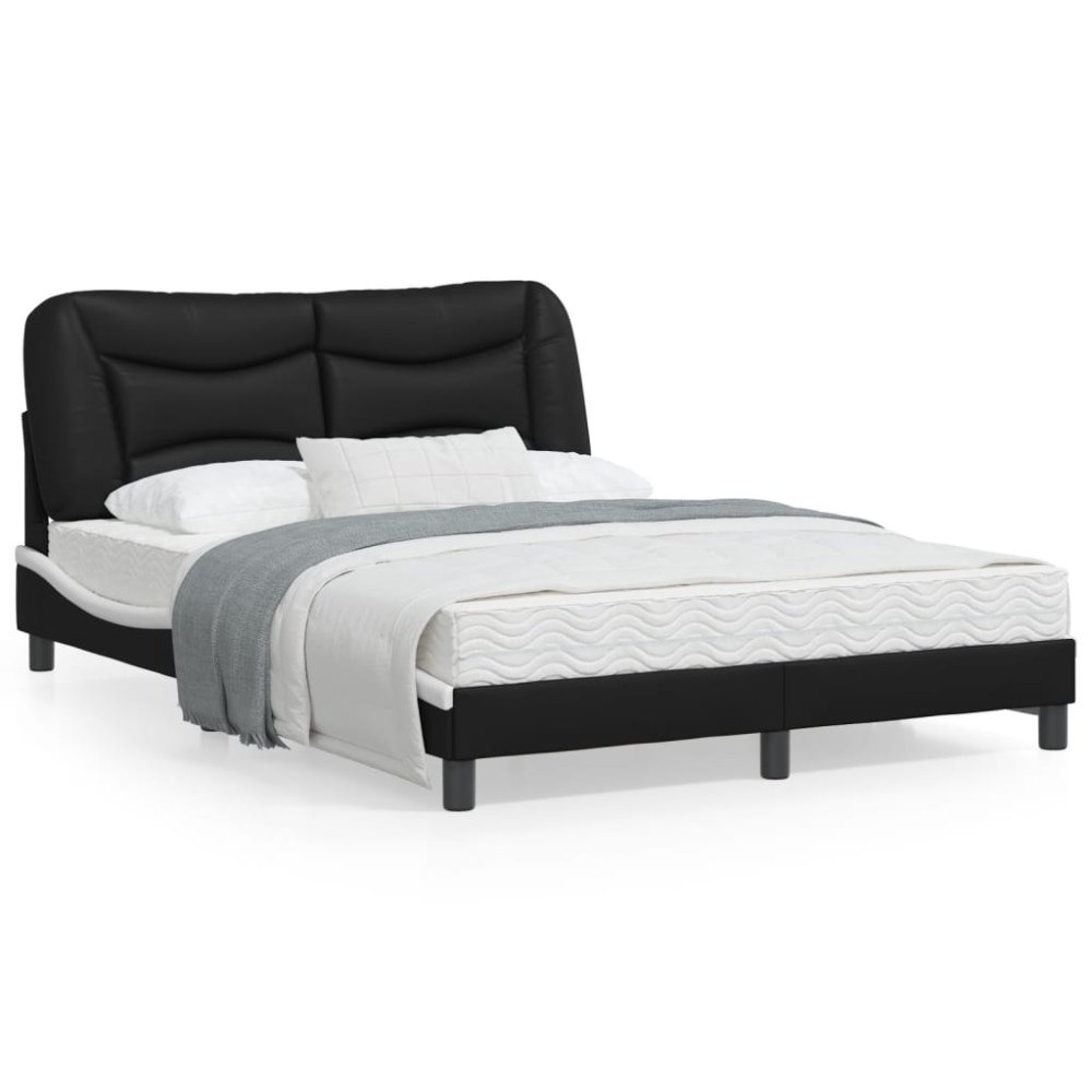 vidaXL Bed Frame without Mattress "Hvar" Black and White 140x200 cm Faux Leather