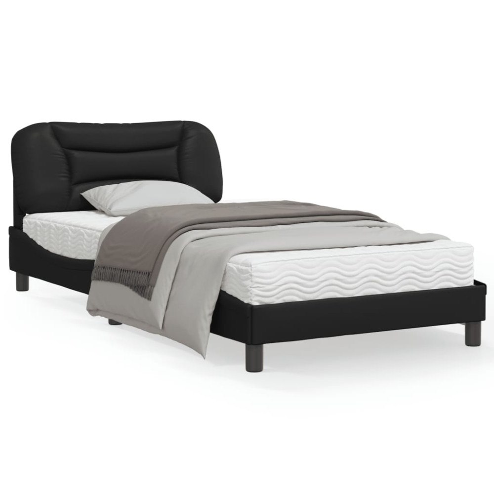 vidaXL Bed Frame without Mattress "Hvar" Black 100x200 cm Faux Leather