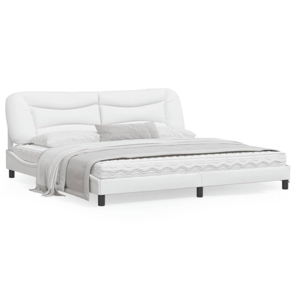 vidaXL Bed Frame without Mattress "Hvar" White 200x200 cm Faux Leather