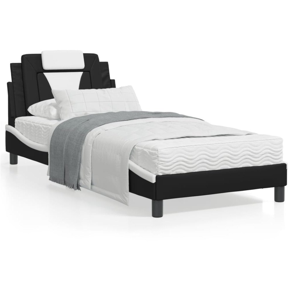 vidaXL Bed Frame "Viana" without Mattress Black and White 80x200 cm Faux Leather