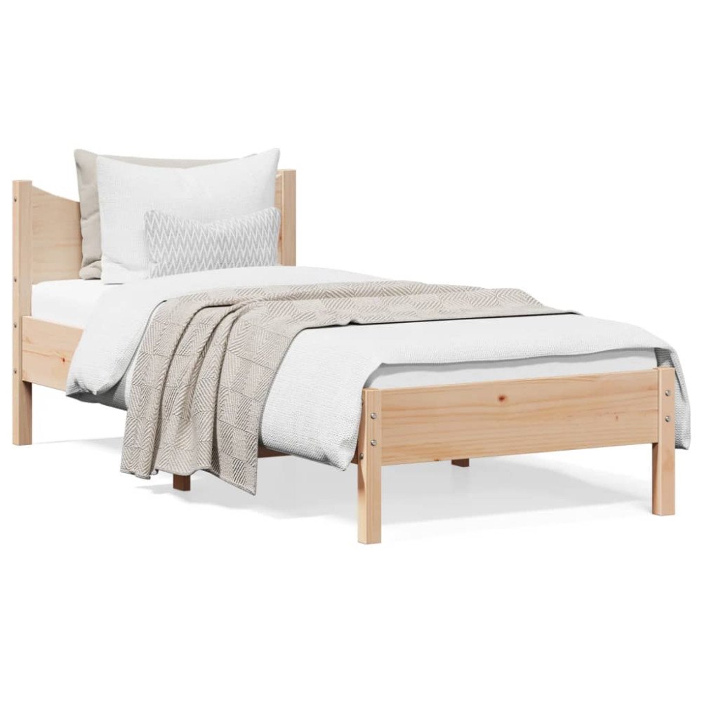 vidaXL Sängram utan madrass 75x190 cm massiv furu