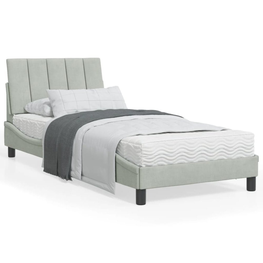 vidaXL Bed Frame without Mattress "Hanko" Light Grey 80x200 cm Velvet