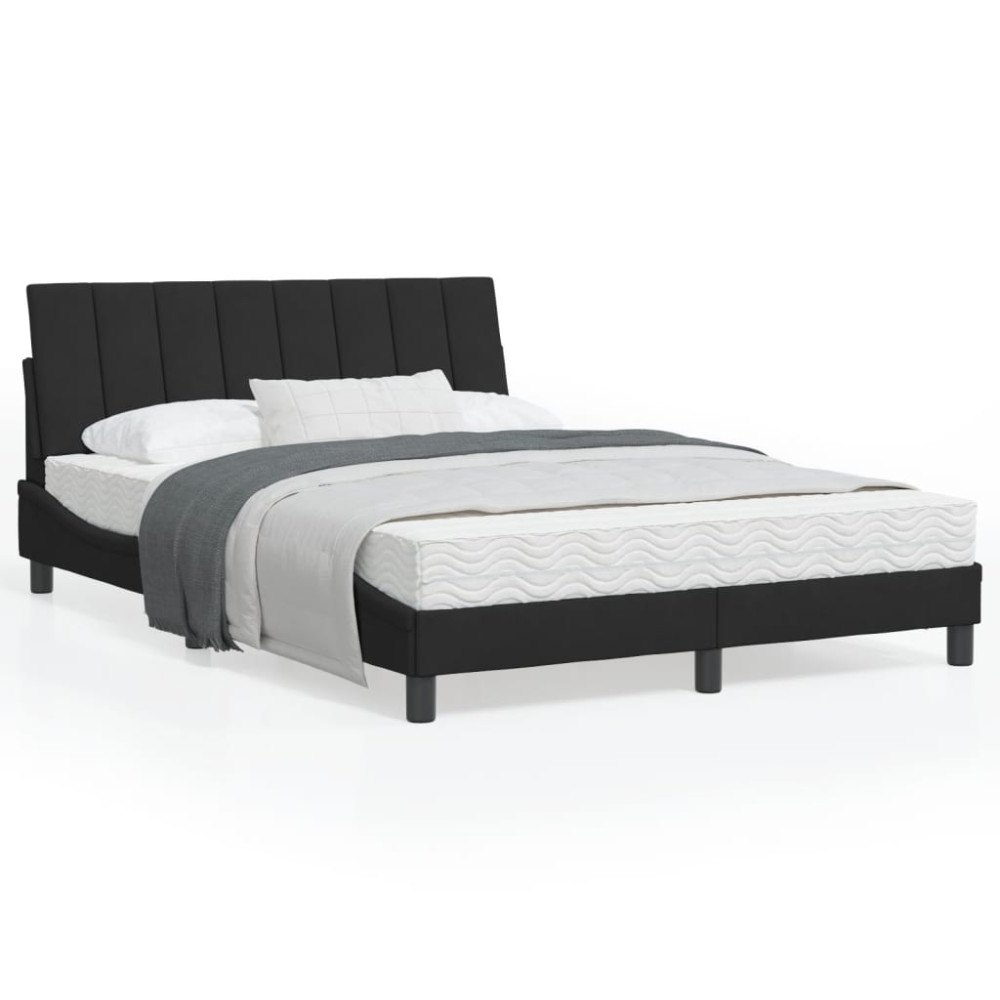 vidaXL Bed Frame without Mattress "Hanko" Black 140x200 cm Velvet