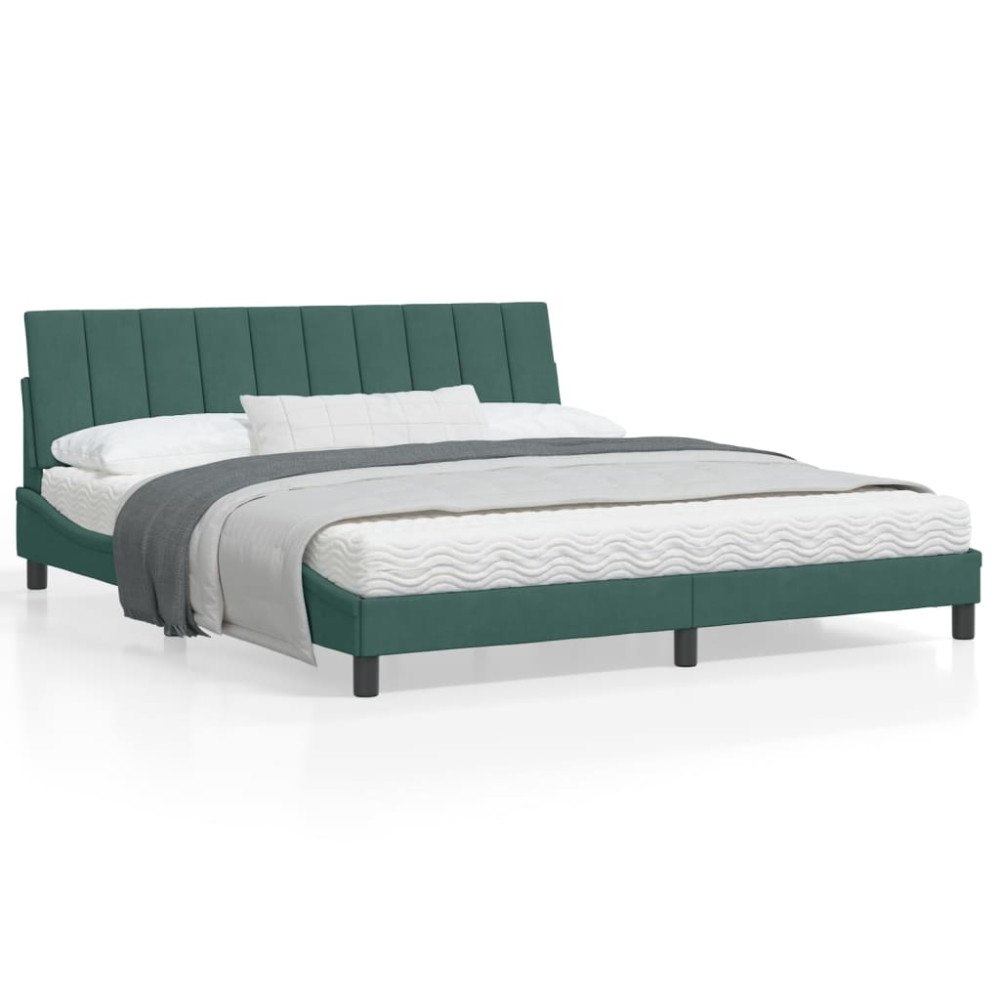 vidaXL Bed Frame without Mattress "Hanko" Dark Green 180x200 cm Velvet