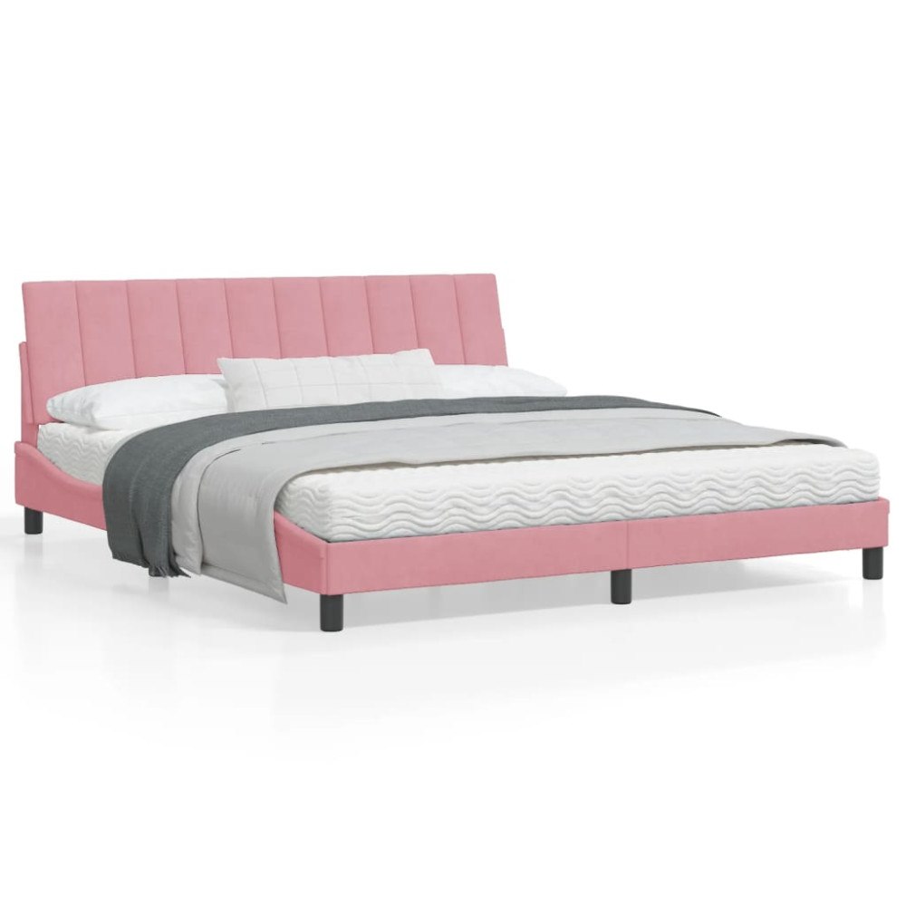 vidaXL Bed Frame without Mattress "Hanko" Pink 180x200 cm Velvet