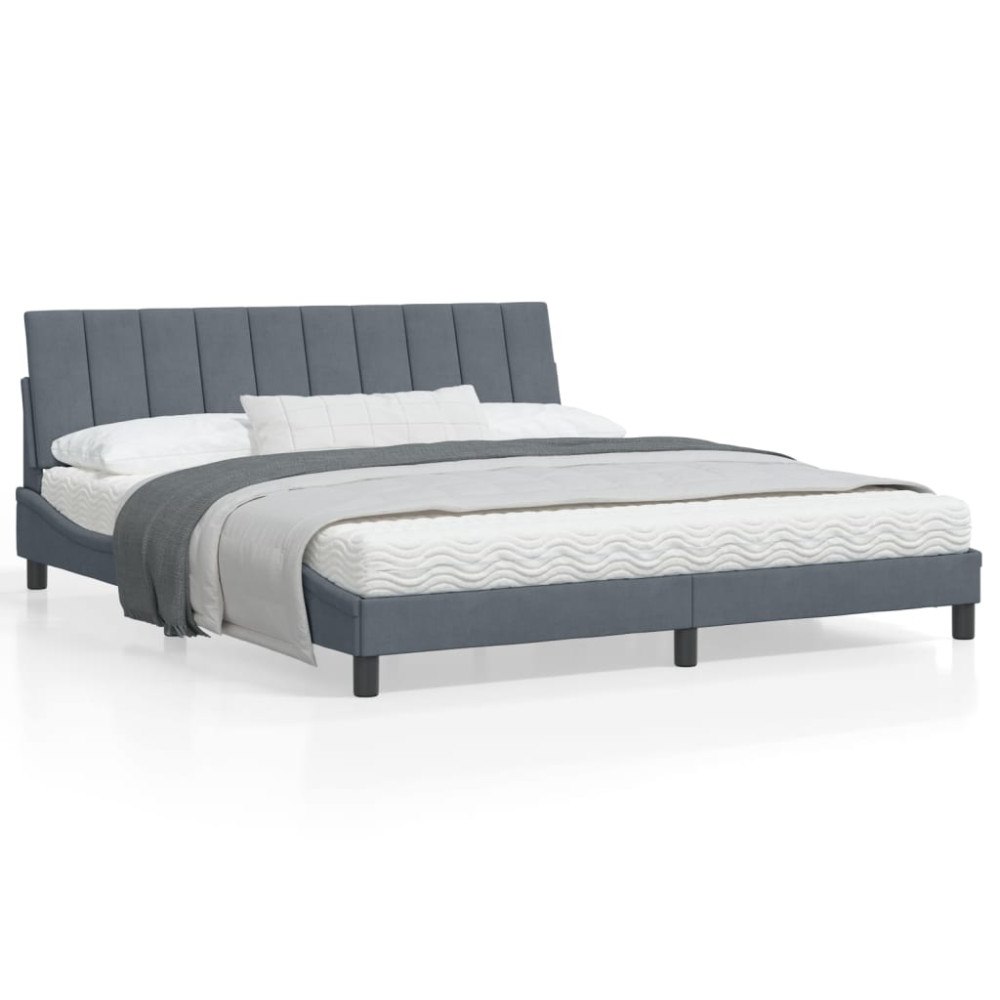 vidaXL Bed Frame without Mattress "Hanko" Dark Grey 180x200 cm Velvet