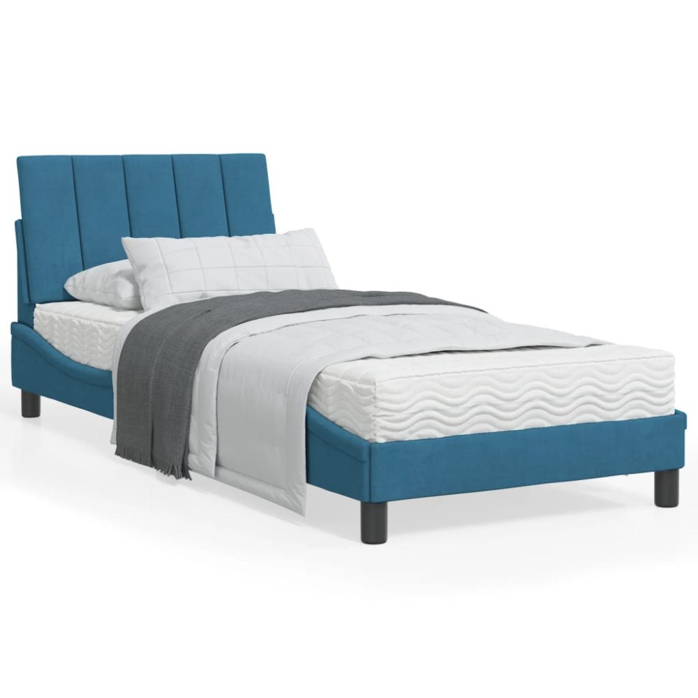 vidaXL Bed Frame without Mattress "Hanko" Blue 80x200 cm Velvet